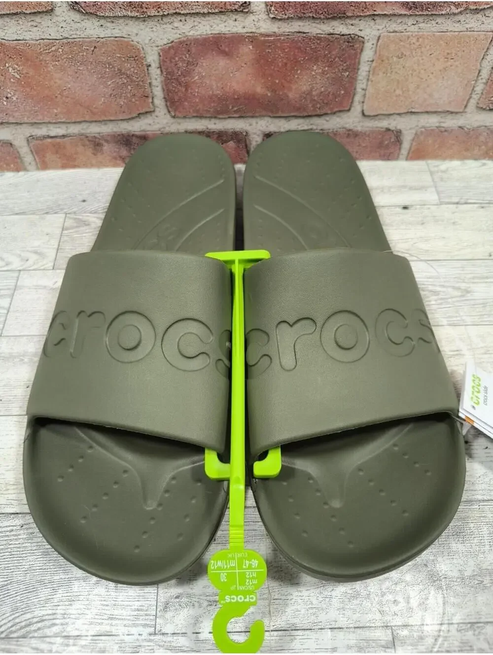 Crocs Essentials Slide Men's Size 12 Army Green Slip On Comfort 210088-309 NWT